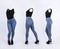 Empty clothes invisible sexy Woman wearing tank top and tight jeans with black high heel posing front back side view