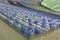 Empty color stadium seats at Maracana football stadium in Rio de Janeiro,Brazil