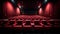 Empty comfortable red seats in cinema. movie. Generative Ai