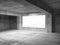 Empty concrete room interior with blank white screen 3d