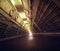 Empty concrete subway fallout shelter sci-fi tunnel corridor hallway 3d render