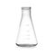 Empty conical flask on background. Laboratory glassware