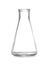 Empty conical flask on white background.