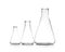 Empty conical flasks on table