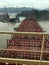 Empty container ship entering dry dock