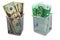 Empty containers and banknotes