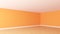 Empty Corner of the Room with Bright Orange Walls, White Ceiling, Light Parquet