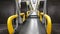 Empty corridor and seats in modern train