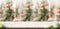 Empty cream marble table top with abstract blur christmas tree r