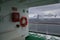 Empty cruise ship deck at overcast dawn