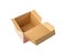 Empty Cubic Paper Box, Brown Cardboard Package Mockup, Ecological Consumption Concept, Open Cube Box