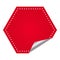 Empty Curl Hexagon Shape Label Element In Red
