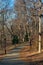 Empty Curving Path at Riverside Park in Morningside Heights of New York City