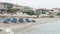 Empty deckchairs on the beach at the end of the summer vaction