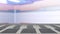 Empty desk space platform with Blur sci-fi Background 3d illustration