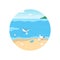 Empty dirty beach 2D vector web icon