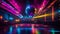 Empty disco hall , design, interior shine night banner dark effect concert studio party ultraviolet banner