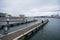 Empty docks in Valencia port, Spain. Valencia Port At Mediterranean Sea. Reflexion in the water. Empty docks in the