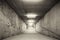 Empty downhill ramp of an underground car parking. Monochrome image