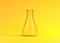 Empty erlenmeyer flask on yellow background