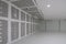 Empty factory during decorate interior, warehouse interior with down light.