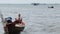 Empty fishing boat floating on sea