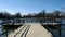 Empty fishing pier. Humboldt Park Lagoon, Chicago.