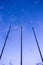 Empty flag post low angle view in blue hour night abstract architecture