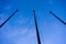 Empty flag post low angle view in blue hour night abstract architecture