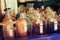 Empty flasks and test tubes in the cabinet of the school chemistry and biolgy class