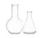 Empty flasks on white background. Laboratory equipment