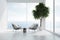 empty floor interior design window wall home plant decor indoor chair. Generative AI.