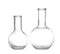 Empty Florence flasks on white. Chemistry glassware