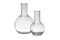 Empty Florence flasks on white. Laboratory glassware