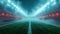 Empty football stadium immersed in fog under bright lights. serene and atmospheric sports arena. ideal for background or