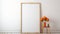 Empty Frame With Orange Flowers And Small Stool In Living Room