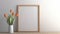 Empty Frame And Tulips On White Wall In Living Room 3d Rendering