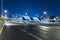 Empty freeway at night And Tel Aviv Cityscape