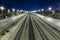 Empty Freeway And Railway And Night