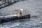 Empty frozen pier at the Black Sea