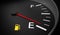 Empty fuel warning light in car dashboard. 3D rendered illustration