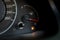 Empty fuel warning light in car dashboard. Fuel pump icon. gasoline gauge dash board in car with digital warning sign of run out o