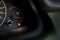 Empty fuel warning light in car dashboard. Fuel pump icon. gasoline gauge dash board in car with digital warning sign of run out o