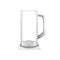 Empty glass beer mug on white coaster, realistic vector illustration isolated.