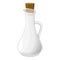 Empty glass bottle with cork stopper for water, wine or oil. Magic blank vessel for potions. Empty jar for milk, vinegar or juice