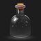 Empty glass chemistry or magic potion bottle.