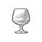 Empty glass cognac. Vector engraving black vintage