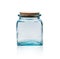 Empty glass jar with cork stopper.