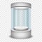 Empty glass shop cylinder showcase, display box on transparent background vector illustration