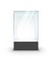 Empty Glass Showcase on pedestal. Museum glass box isolated advertising or business design boutique